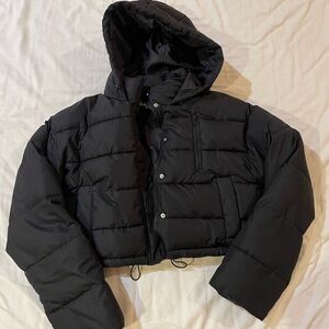 Black Hooded Puffer Jacket